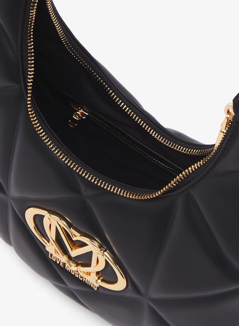 حقيبة كتف بسحاب وشعار ومقبض علوي