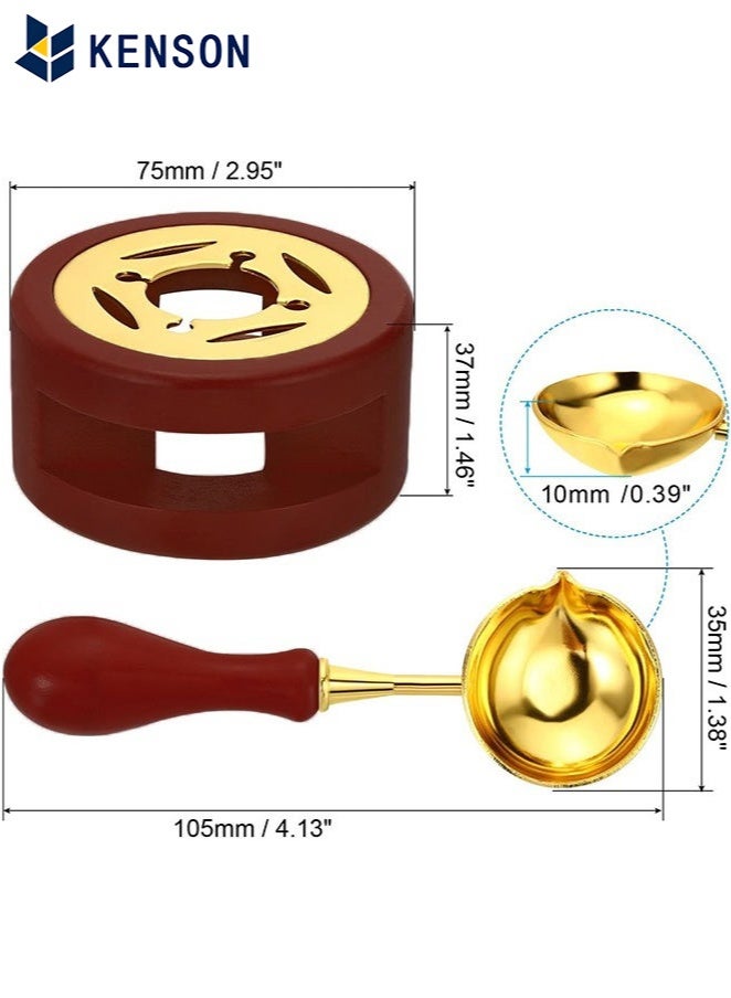 KENSON Wax Seal Warmer Melting Kit with Wood Furnace and Melting Spoon for Wax Sealing Stamps, Brown, Ideal for Wax Seal Sticks and Beads, Home Use and Gift - Image 2