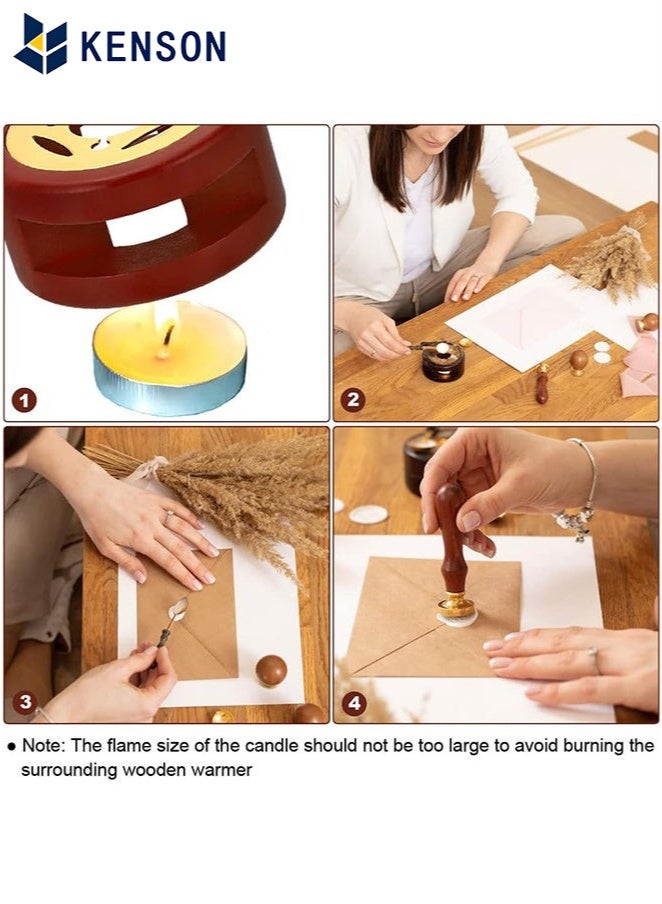 KENSON Wax Seal Warmer Melting Kit with Wood Furnace and Melting Spoon for Wax Sealing Stamps, Brown, Ideal for Wax Seal Sticks and Beads, Home Use and Gift - Image 4