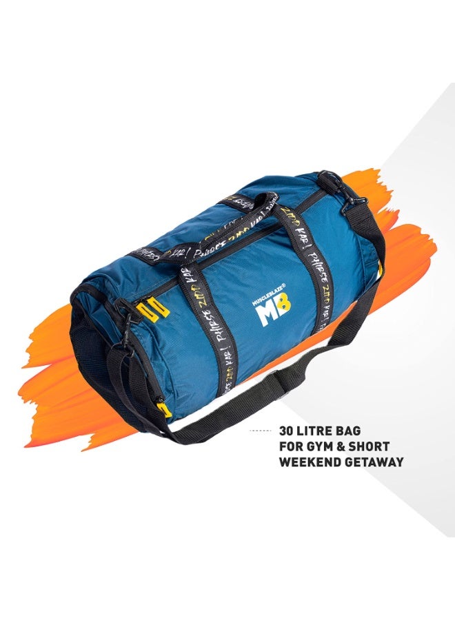 مسل بلايز حقيبة جيم MuscleBlaze (Phirse Zidd Kar)، حقيبة رياضية (Duffle Bag) للرجال والنساء، لون أزرق، سعة 30 لترًا - Image 3