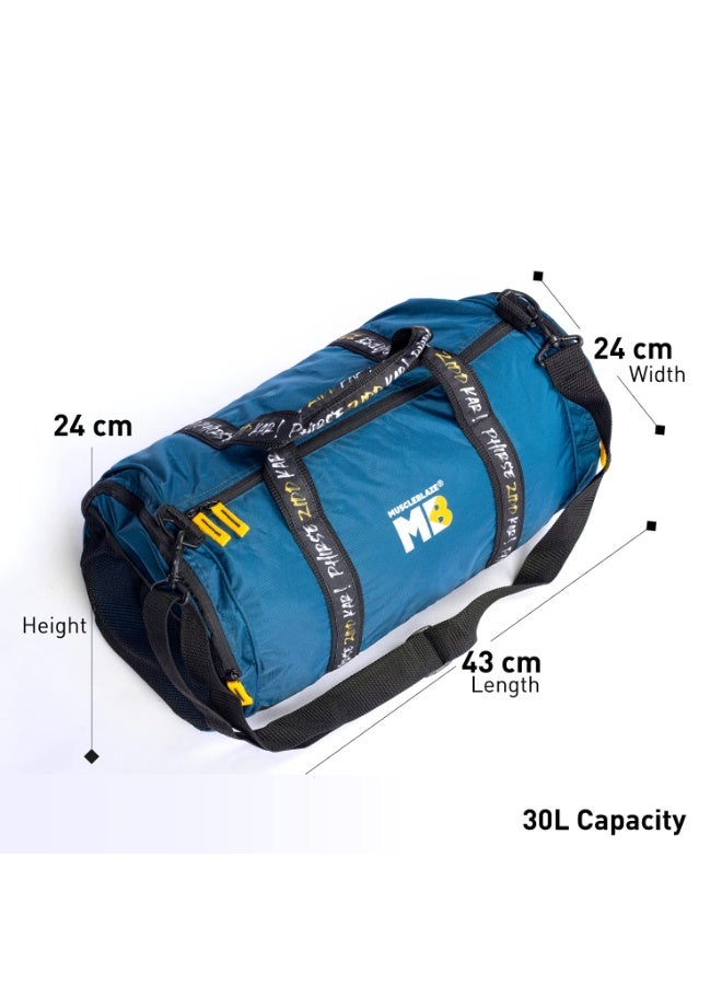 مسل بلايز حقيبة جيم MuscleBlaze (Phirse Zidd Kar)، حقيبة رياضية (Duffle Bag) للرجال والنساء، لون أزرق، سعة 30 لترًا - Image 4