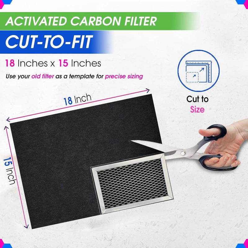 Bagean Cut-to-Fit Microwave Filter Replacement - 18” x 15” Activated Carbon Filter Fits Samsung GE LG Frigidaire Whirlpool and More - Charcoal Oven Vent Filters Removes Odors and Freshen Air (2 Pack) - Image 3