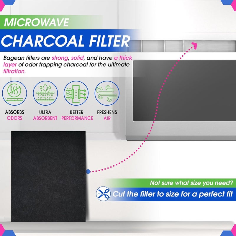 Bagean Cut-to-Fit Microwave Filter Replacement - 18” x 15” Activated Carbon Filter Fits Samsung GE LG Frigidaire Whirlpool and More - Charcoal Oven Vent Filters Removes Odors and Freshen Air (2 Pack) - Image 2