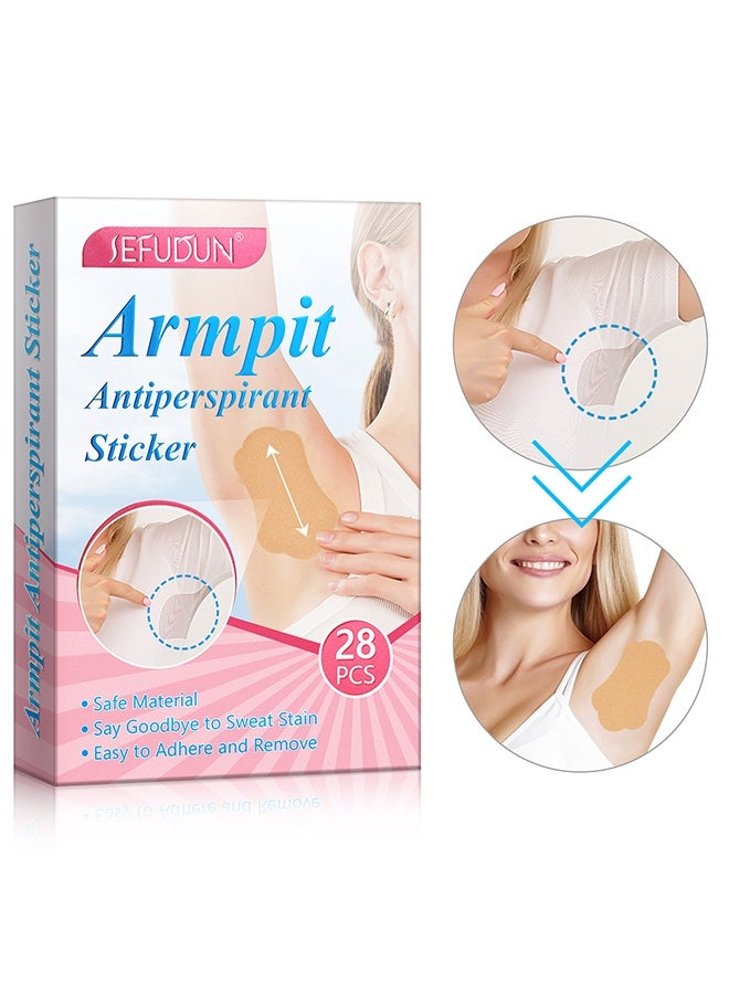 Sefudun Armpit Antiperspirant Sticker Disposable Invisible Armpit , Underarm Sweat Pads For Men And Women, For Absorbent Deodorant Prevention Sticker, Suitable For Sweaty, Oily And Daily Use- 28 Pieces - Image 1