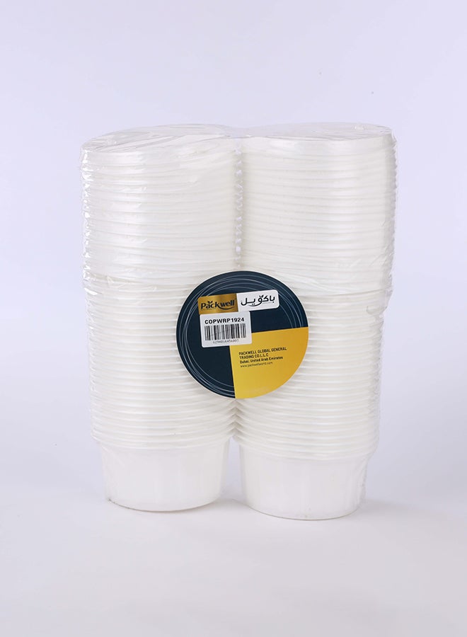 packwell Plastc Whte Ribbd Bowl 250 Ml 25 Pcs X 2 packet 50 pcs - Image 1