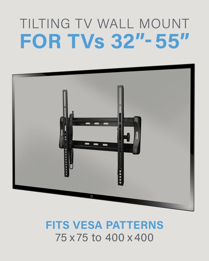 SANUS Tilting TV Mount - Universal 32 to 55 inch TV Wall Mount w/Low Profile Design - Easy DIY Install Includes Lateral Shift & All Hardware - Image 2