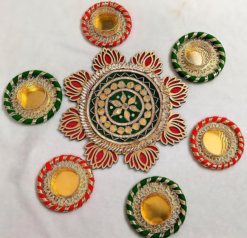 Earth Hopper Guru Decors Beautiful Lotus Shape Tealight Candle Holder Set for Diwali Home Office Decoration 