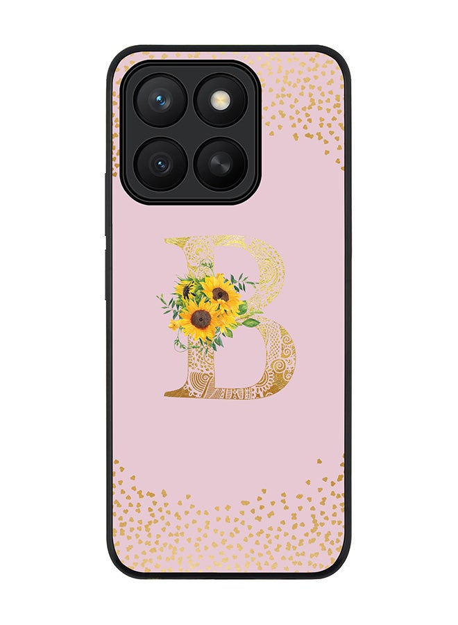 Stylizedd For Honor X8c Case,Slim fit Camera Protection, Shockproof Thin Phone cover  - Custom Floral Monogram - B  (Pink )