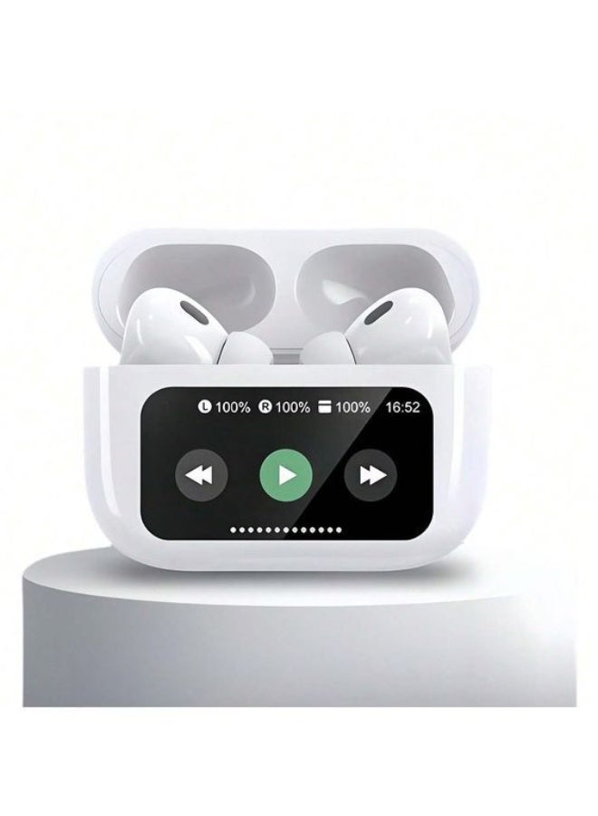 Wireless Bluetooth Earbuds – White – Digital Display – ANC/ENC Noise Cancellation – Touch Control - Image 1