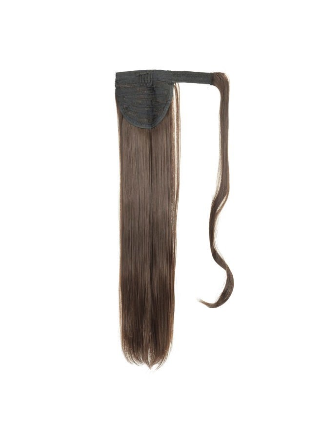 IMISSU Long Straight Wrap Around Ponytail Extension Synthetic Hair Extensions Clip in Ponytails Hairpiece for Women (Reddish Brown) - Image 3