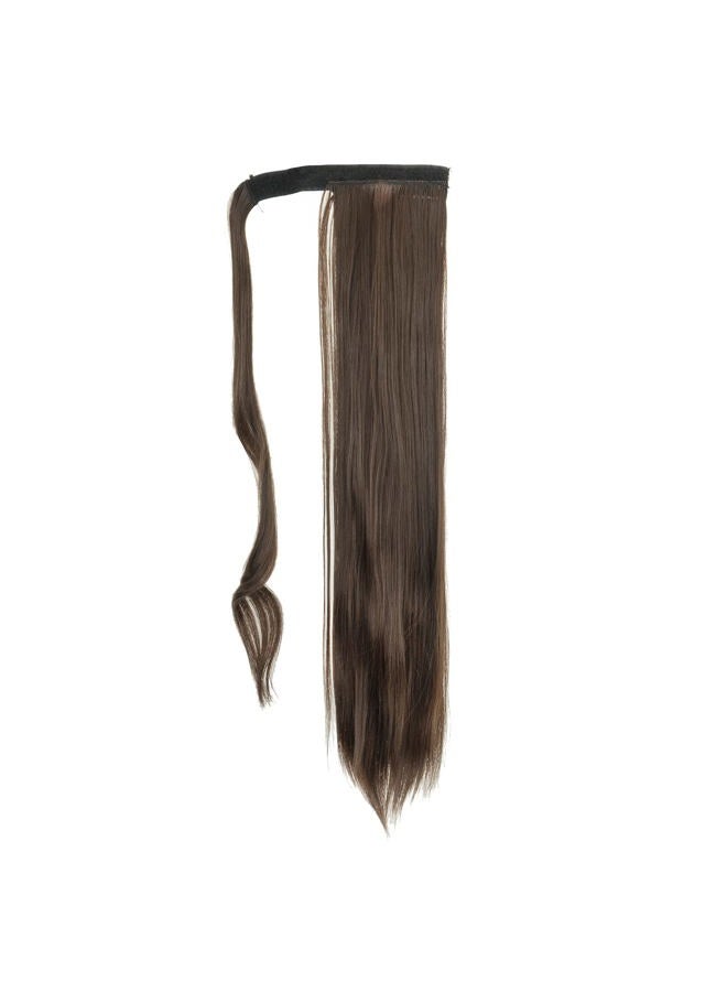 IMISSU Long Straight Wrap Around Ponytail Extension Synthetic Hair Extensions Clip in Ponytails Hairpiece for Women (Reddish Brown) - Image 2