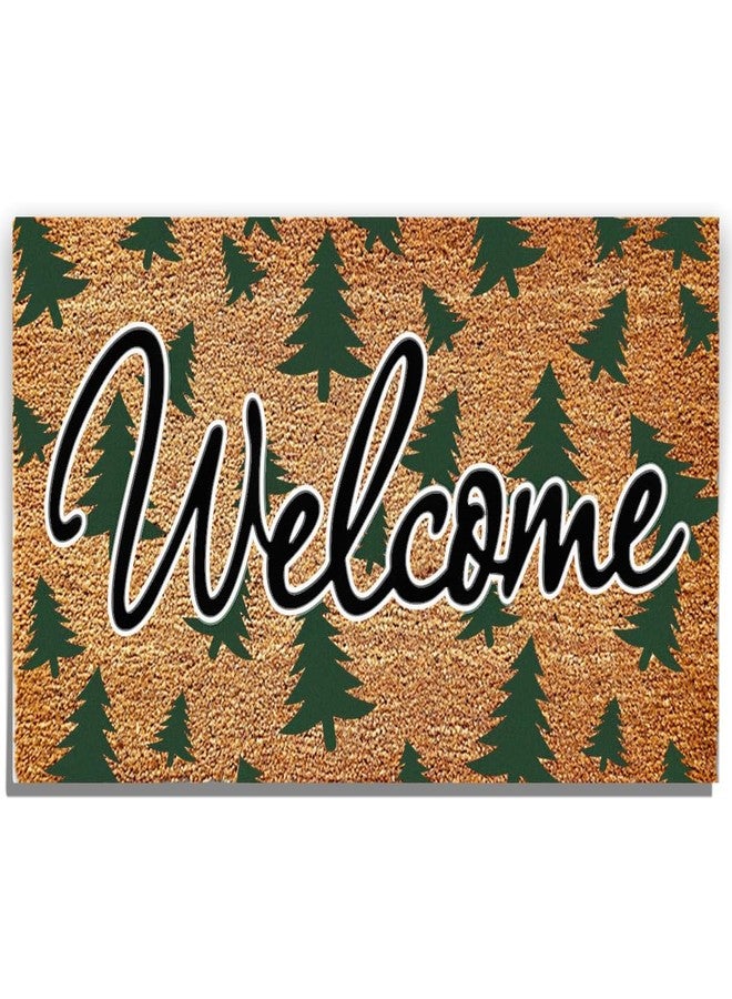 SUNVERSE Welcome Tree Artificial Coir Doormat,Christmas Tree Door Mats with Non-Slip Backing Fall Decor Mat Christmas Mats for Front Porch,29.52 x 16.92 Inch - Image 1