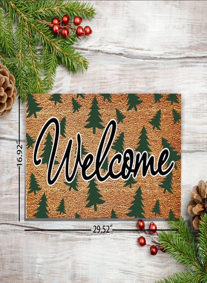 SUNVERSE Welcome Tree Artificial Coir Doormat,Christmas Tree Door Mats with Non-Slip Backing Fall Decor Mat Christmas Mats for Front Porch,29.52 x 16.92 Inch - Image 2