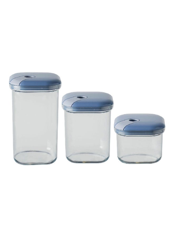 OMADA 3-Piece Leak Proof Storage Jar Set Blue and Clear 3 L M6933BA - Image 1