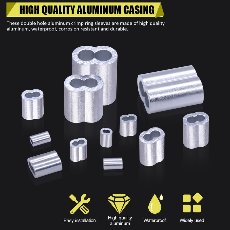 Twidec مجموعة متنوعة من حلقات تثبيت الأسلاك والكابلات من الألومنيوم، 222 قطعة، بثمانية مقاسات، من M1.2 إلى M6 (من 3/64 بوصة إلى 1/4 بوصة)، رقم المنتج N-019-222 قطعة - Image 4