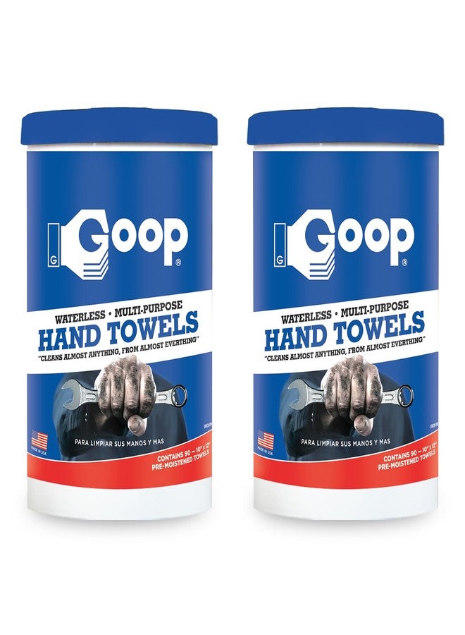 GOOP Multi-Purpose Waterless Hand Cleaner Towels - 90, 10" x 12" Towels (Pack of 2) - Image 1