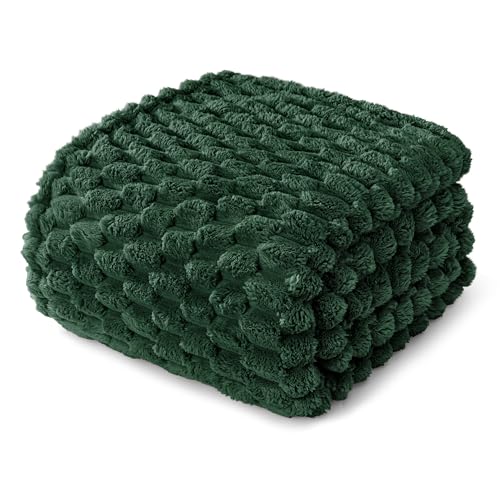 Whale Flotilla Fleece King Size Blanket for Bed Luxury 3D Jacquard Super Soft Lightweight Summer Spring Bedspread Coverlet Cozy Fluffy Plush Breathable Blankets 90x104 Inch Emerald Green - Image 3
