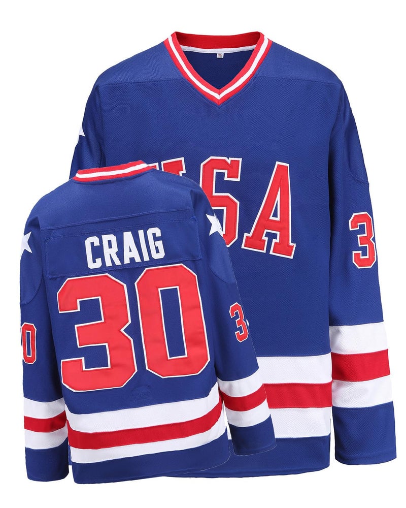 PRIMITAS Hockey Jersey of USA 1980 Olympic Team Jerseys #30 Jim Craig Stitched Letters and Numbers White S-XXXL - Image 1
