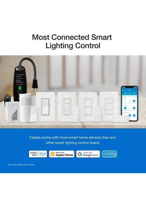 Lutron Claro Smart Switch for Caseta Smart Lighting (Lutron Smart Hub Required), for LED Lights and Fans, 5 Amp, Single-Pole/3-Way, Neutral Required, DVRF-5NS-LA, Light Almond