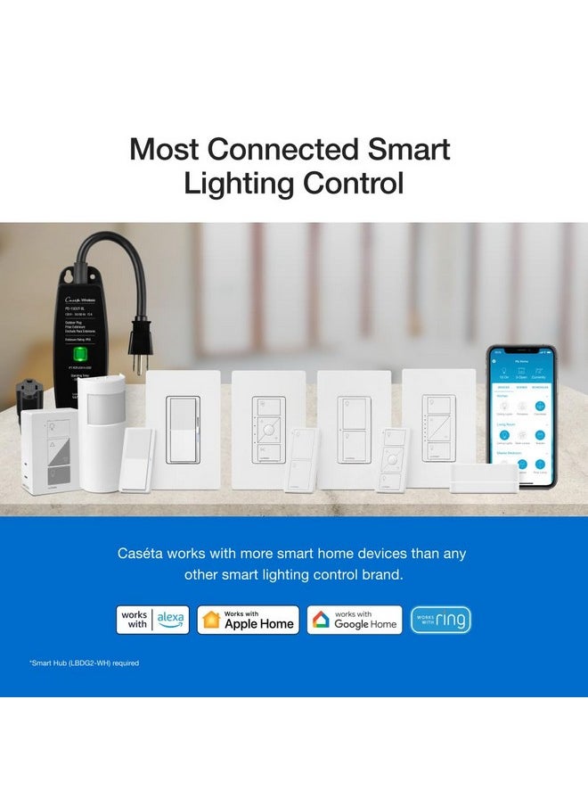LUTRON Lutron Claro Smart Switch for Caseta Smart Lighting (Lutron Smart Hub Required), for LED Lights and Fans, 5 Amp, Single-Pole/3-Way, Neutral Required, DVRF-5NS-LA, Light Almond  - Image 1