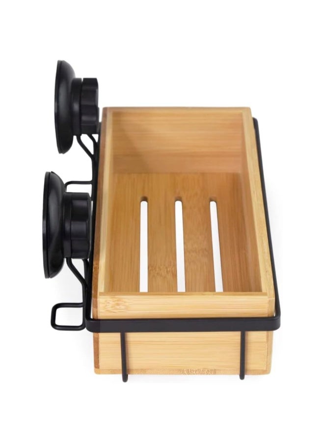 COMPACTOR Bestlock Suction Cup Wall Mounted Bathroom Storage Shelf Black and Natural 12.7 x 27.6 x 14.8 cm RAN10211 - Image 3