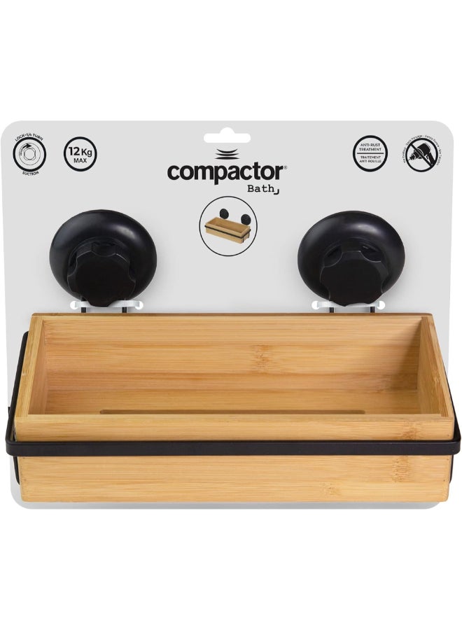 COMPACTOR Bestlock Suction Cup Wall Mounted Bathroom Storage Shelf Black and Natural 12.7 x 27.6 x 14.8 cm RAN10211 - Image 4