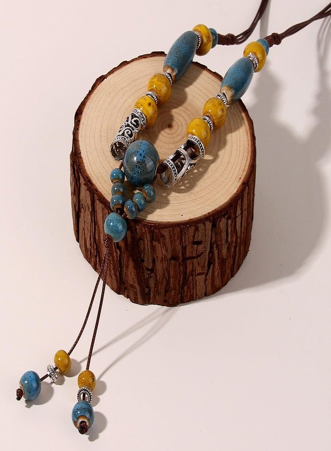 JAVARNV Western Necklace Turquoise Jewelry for Women Layered Leather Choker Brown Boho Necklace Country Concert Outfits Boho Dresses for Women - Image 5