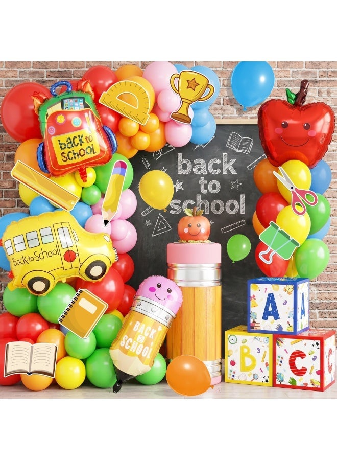 FRUITFUL PARTY Back to School Arch Balloons Decorations, 89pcs Back to School Balloon Arch Garland Kit with Pencil Apple Schoolbag Bus Foil Balloons Back to School Balloons ABC Box etc Back to School Party Supplies - Image 1