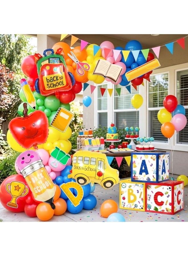FRUITFUL PARTY Back to School Arch Balloons Decorations, 89pcs Back to School Balloon Arch Garland Kit with Pencil Apple Schoolbag Bus Foil Balloons Back to School Balloons ABC Box etc Back to School Party Supplies - Image 5
