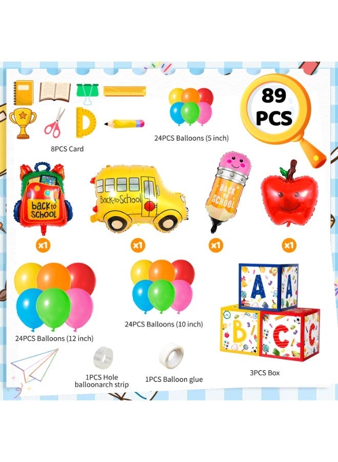 FRUITFUL PARTY Back to School Arch Balloons Decorations, 89pcs Back to School Balloon Arch Garland Kit with Pencil Apple Schoolbag Bus Foil Balloons Back to School Balloons ABC Box etc Back to School Party Supplies - Image 2