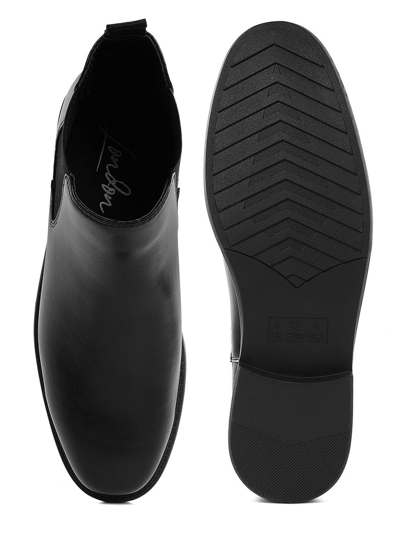 لندن راج أحذية تشيلسي رجالية من لندن راغ مصنوعة من الجلد الصناعي باللون الأسود - Image 4