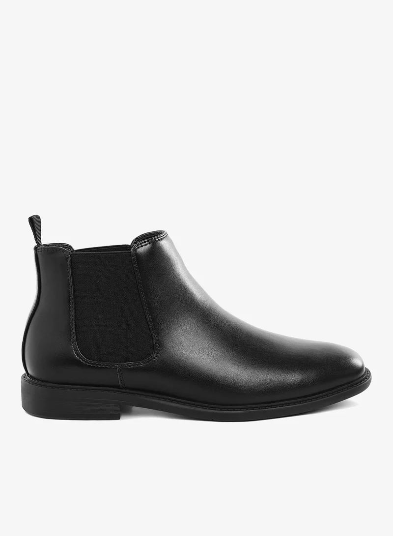 London Rag Men's Faux Leather Chelsea Boots in Black