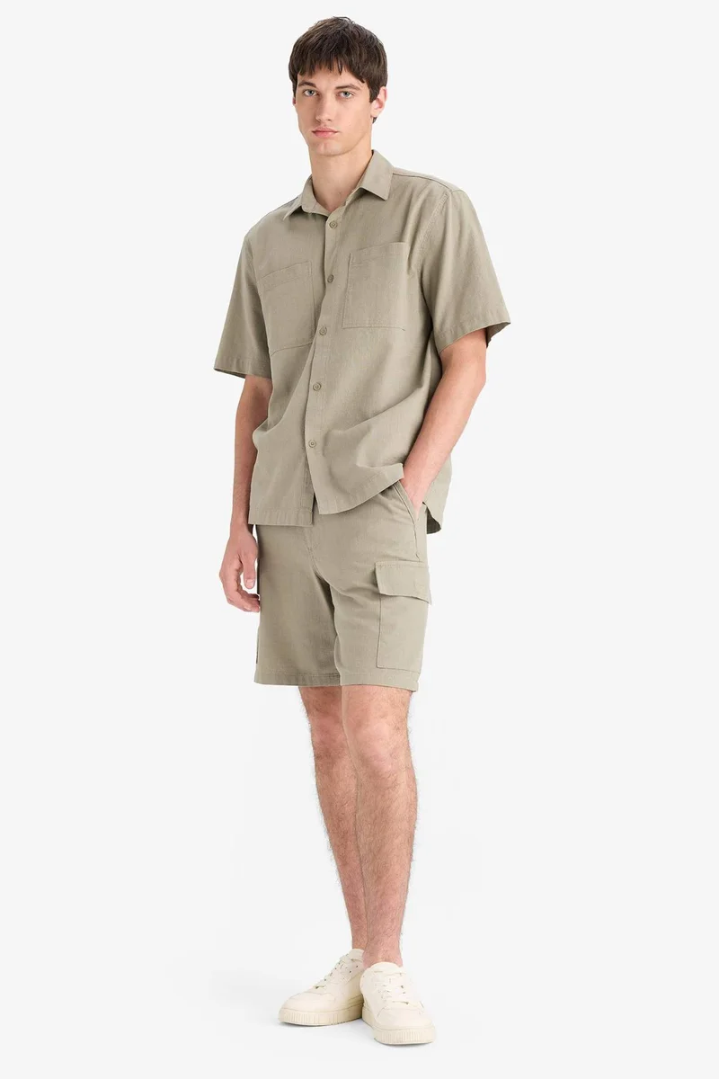 DeFacto Regular Cotton Linen Look Cargo Bermuda Shorts