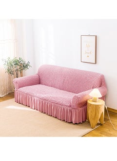 Arabest Sofa Slipcover One Piece Easy Fit Stretch Couch Cover with Skirt Durable Washable High Elastic Stretchable Universal Furniture Protector (Pink, 2 Seats)  - Image 3