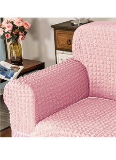 Arabest Sofa Slipcover One Piece Easy Fit Stretch Couch Cover with Skirt Durable Washable High Elastic Stretchable Universal Furniture Protector (Pink, 2 Seats)  - Image 5