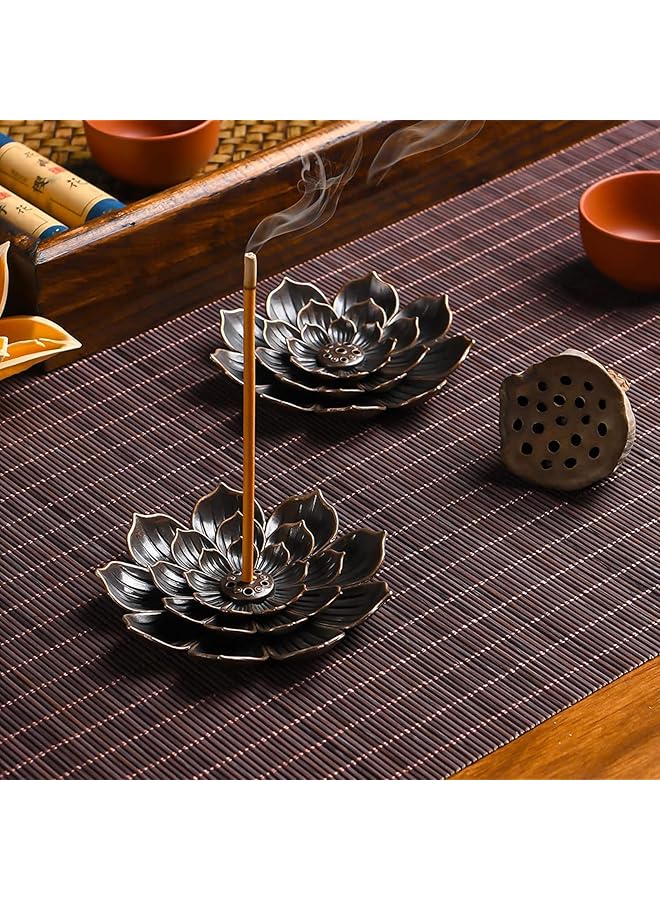 erorex Incense Holder Brass Incense Burner Lotus Shaped Ash Catcher Tray Incense Sticks Holder Insencents Burner For Home Fragrance Accessories  - Image 5