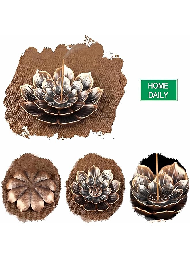 erorex Incense Holder Brass Incense Burner Lotus Shaped Ash Catcher Tray Incense Sticks Holder Insencents Burner For Home Fragrance Accessories  - Image 2