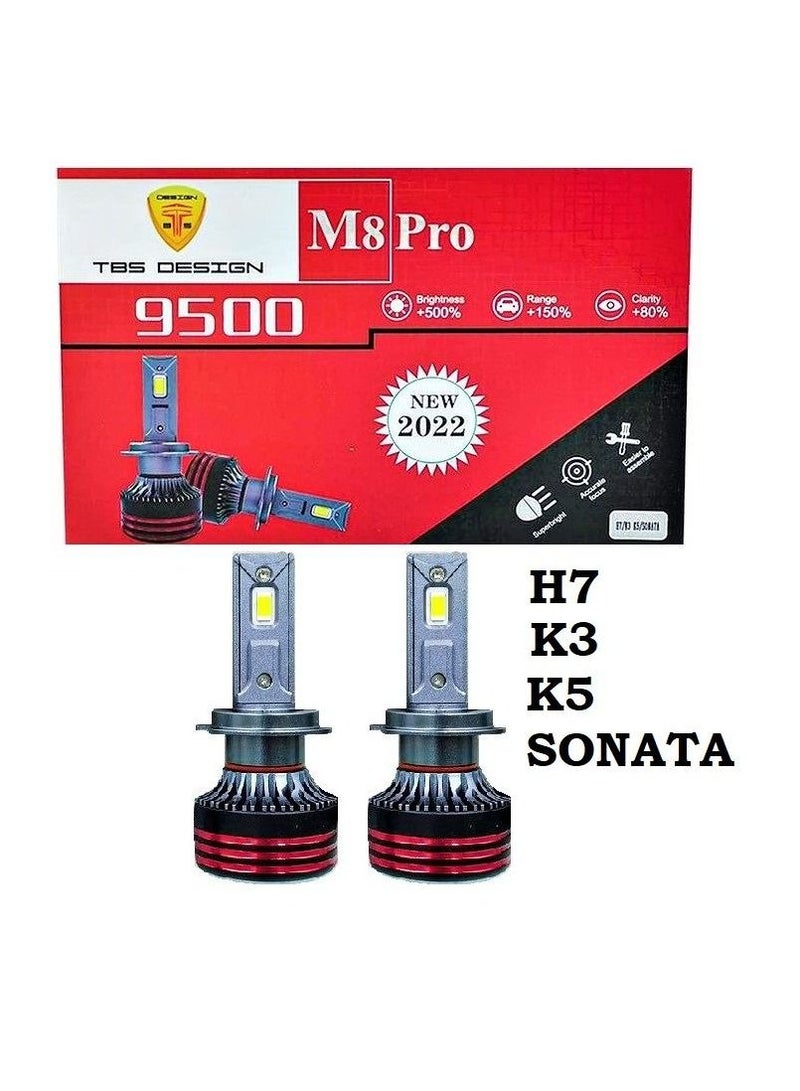 TBS DESIGN TBS Design M8 Pro Premium Quality LED Headlight Bulb 9500 LM H7-K3-K5-SONATA 2 Piece Set  - Image 1