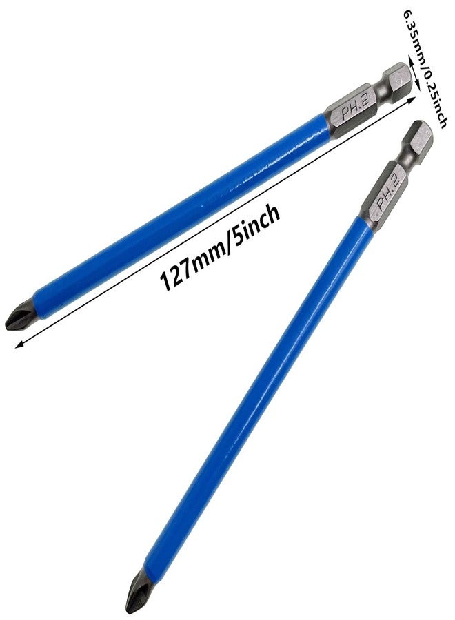 XMHF 10Pcs Anti Slip Phillips Cross Slot PH2 Screwdriver Bit Set 1/4 Inch Hex Shank 127mm/5inch Length S2 Steel with Magnetic Tip for Power Screwdriver Drill Impact Driver Kit Tools - Image 2