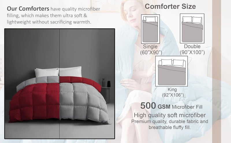 BEDDY FUSION 500 GSM Winter Comforter King Size 92X106 Premium Collection Heavy Winter Comforter 500 GSM Microfiber Fill DuvetBlanket King Size Hot PinkSilver Grey Color - Image 4