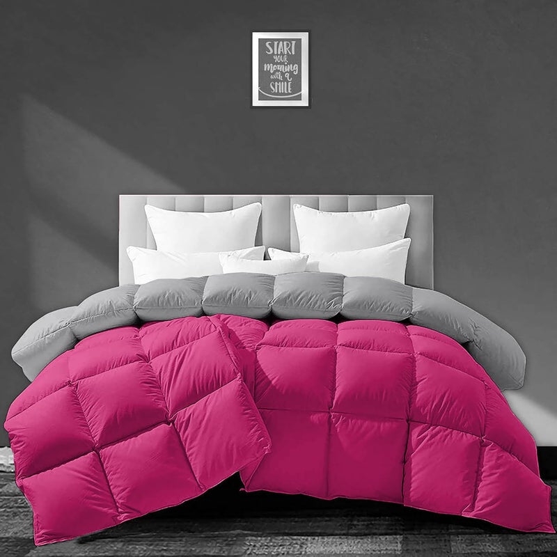 BEDDY FUSION 500 GSM Winter Comforter King Size 92X106 Premium Collection Heavy Winter Comforter 500 GSM Microfiber Fill DuvetBlanket King Size Hot PinkSilver Grey Color - Image 1