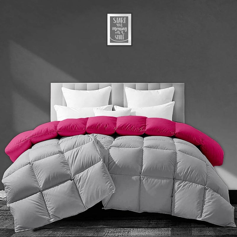 BEDDY FUSION 500 GSM Winter Comforter King Size 92X106 Premium Collection Heavy Winter Comforter 500 GSM Microfiber Fill DuvetBlanket King Size Hot PinkSilver Grey Color - Image 2