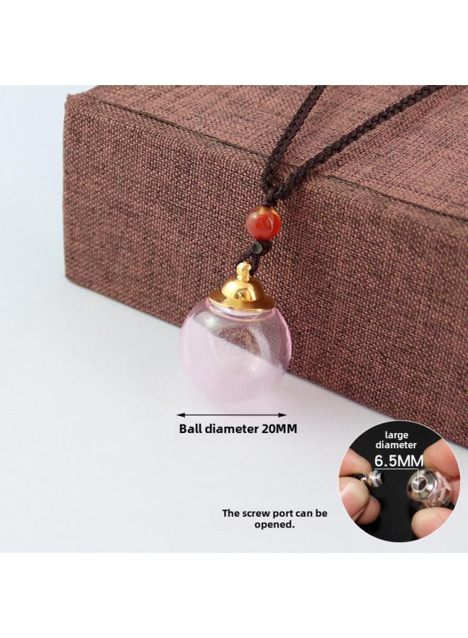 Openable Transparent Glass Ball Cinnabar Bottle Hollow Pendant Lanugo Hair Quack Box Pendant Men's And Women's Lovers Necklace