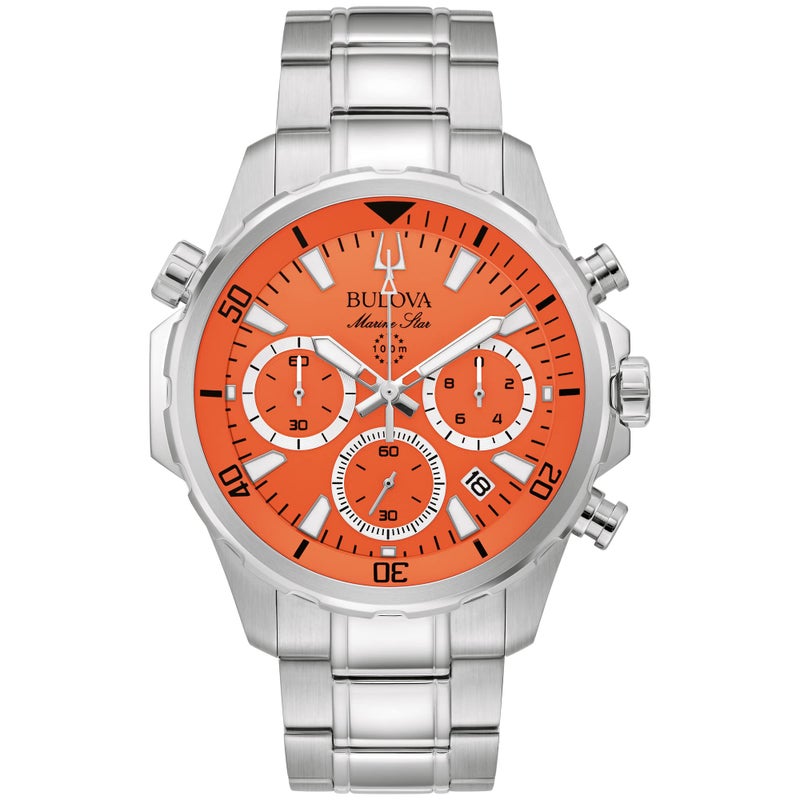 Bulova Orange Dial Bulova Mens Marine Star Watch 96B395 - Image 2