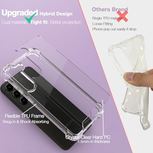 KIOMY Clear Case for Samsung Galaxy S23 5G, Shockproof Bumper Protective Cover Hard PC Back + Flexible TPU Raised Bezel Hybrid Design Slim Fit with Airbag Corners - Image 2