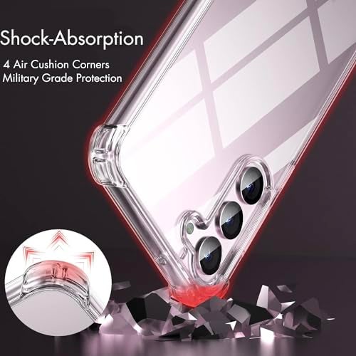 KIOMY Clear Case for Samsung Galaxy S23 5G, Shockproof Bumper Protective Cover Hard PC Back + Flexible TPU Raised Bezel Hybrid Design Slim Fit with Airbag Corners - Image 3