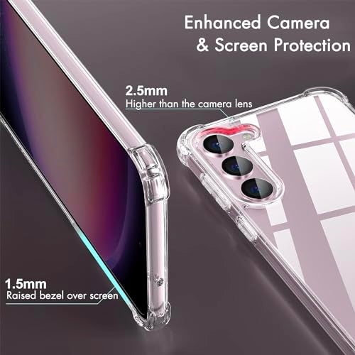 KIOMY Clear Case for Samsung Galaxy S23 5G, Shockproof Bumper Protective Cover Hard PC Back + Flexible TPU Raised Bezel Hybrid Design Slim Fit with Airbag Corners - Image 4