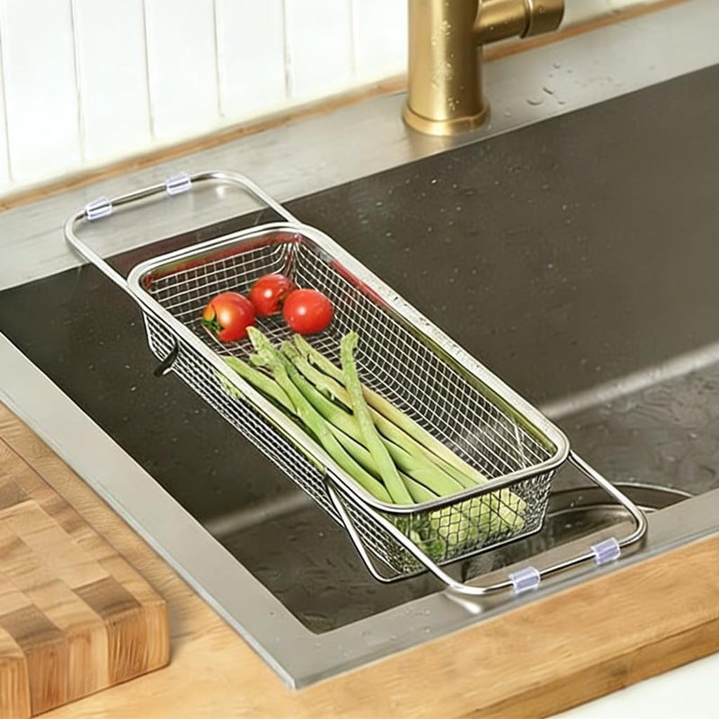 ELEPHANTBOAT ® Extendable Dish Rack with Feet, Stainless Steel Dish Drying Rack Kitchen Organizer Over the Sink, 31x13x6.5cm - Image 1
