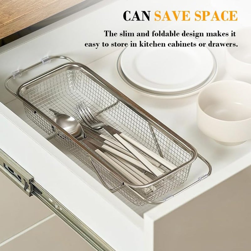 ELEPHANTBOAT ® Extendable Dish Rack with Feet, Stainless Steel Dish Drying Rack Kitchen Organizer Over the Sink, 31x13x6.5cm - Image 5