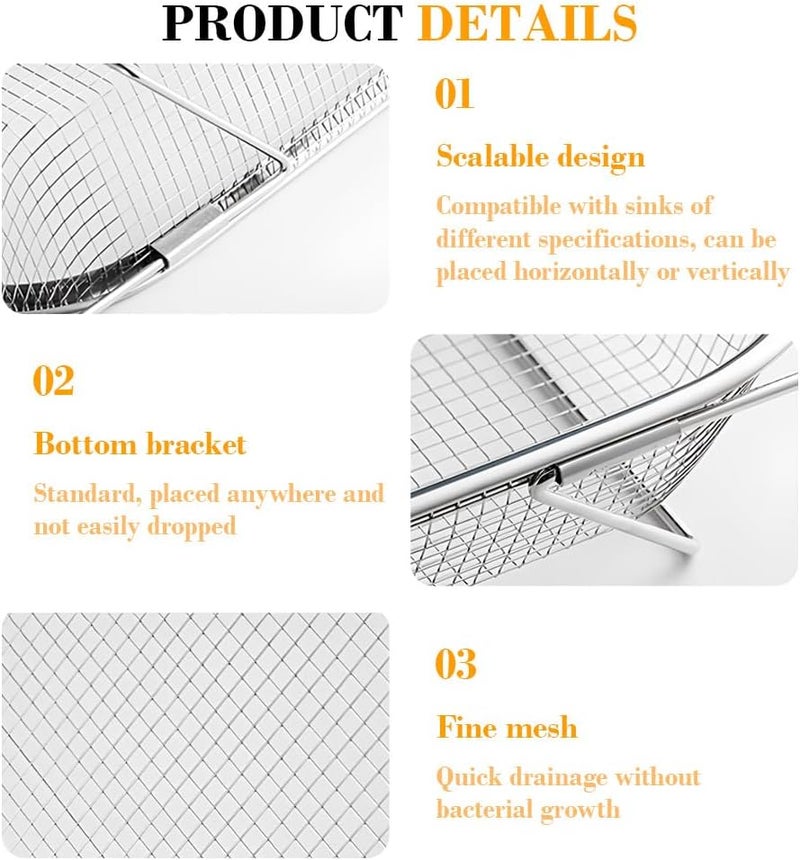 ELEPHANTBOAT ® Extendable Dish Rack with Feet, Stainless Steel Dish Drying Rack Kitchen Organizer Over the Sink, 31x13x6.5cm - Image 3